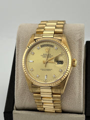 Rolex President 18038 Day Date Champagne Diamond Dial 18K Yellow Gold 36mm