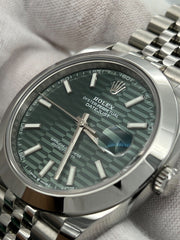 Rolex Datejust 41 126300 Green Motif Dial Steel Jubilee Band Box Paper 2023