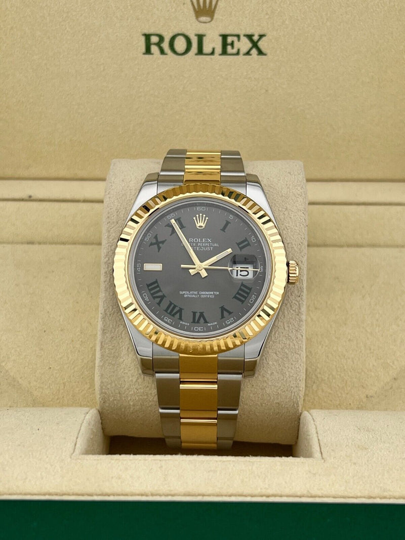 Rolex Datejust 41 116333 Wimbledon Dial 18K Yellow Gold Stainless Steel Box