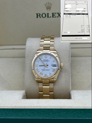 Rolex Datejust 18K Yellow Gold 278278 Midsize 31mm White Roman Dial Box Receipt