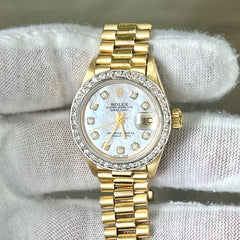 Rolex Ladies President 6917 MOP Diamond Dial Diamond Bezel 18K Yellow Gold