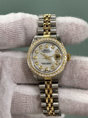 Rolex Ladies Datejust 79173 MOP Diamond Dial Bezel 18K Yellow Gold Steel 26mm