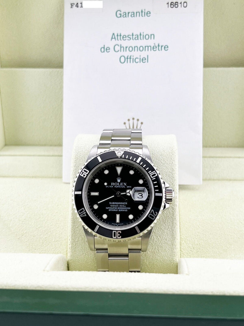 Rolex Submariner  Date 16610 Black Dial Stainless Steel Box Paper 2004