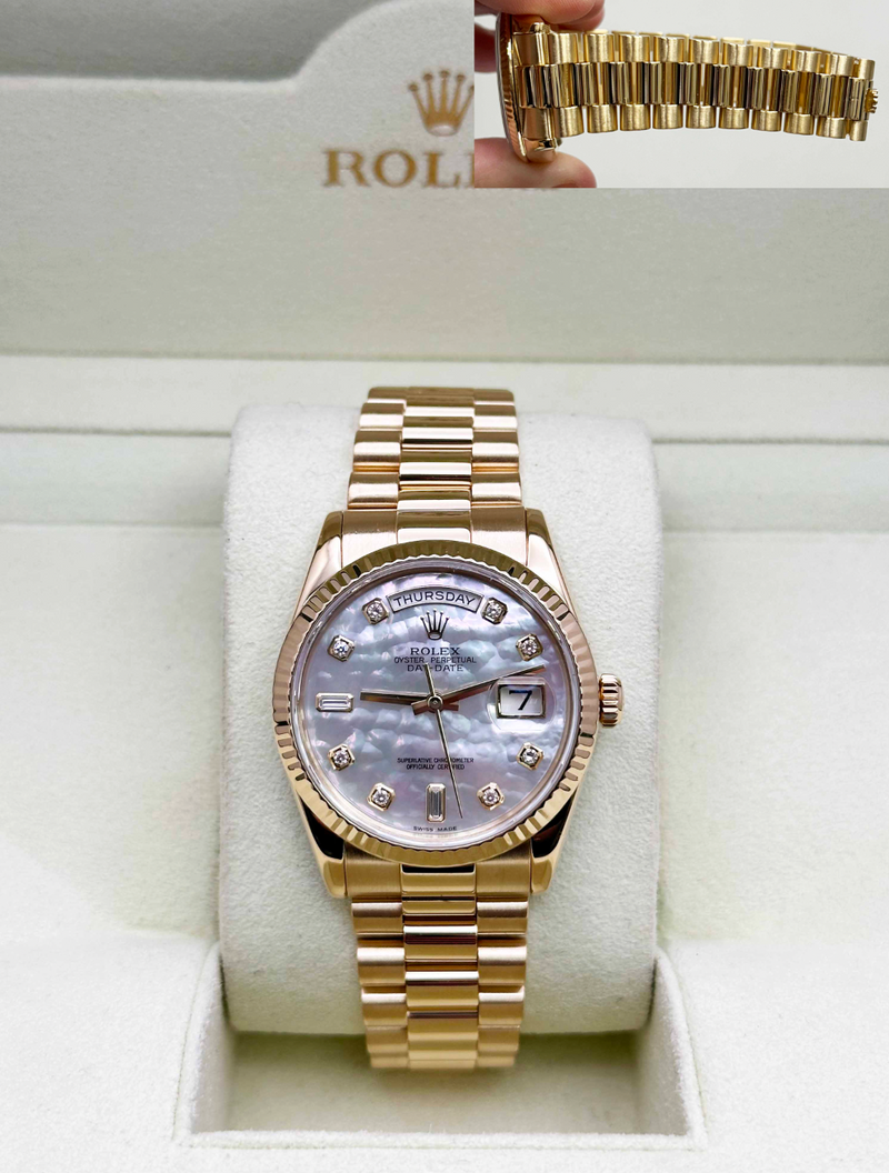 Rolex 118238 President Day Date Factory Mop Mother Of Pearl Diamond 18K Gold