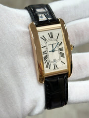 Cartier 2505 Tank Americaine Large 18K Rose Gold Leather Strap