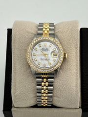 Rolex Ladies Datejust 69173 MOP Diamond Dial Bezel 18K Yellow Gold Steel 26mm