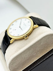 Patek 3919J Calatrava 18K Yellow Gold White Roman Dial Leather Strap