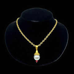 Elizabeth Locke 15 MM South Sea Pearl Venetian Glass 19K Hammered Gold Pendant