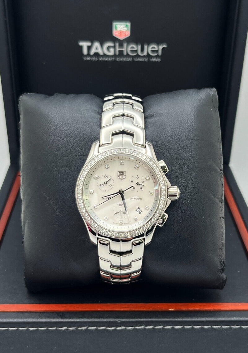 Tag Heuer Ladies Link Diamond Watch CJF1314.BA0580 MOP Dial Steel Box Paper