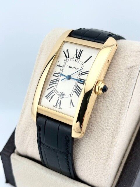 Cartier Tank Americaine Large 2329 18K Yellow Gold Leather Strap