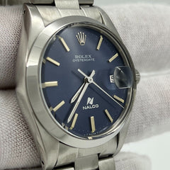 Rolex Oysterdate 6694 34mm Rare Nalco Blue Dial Stainless Steel