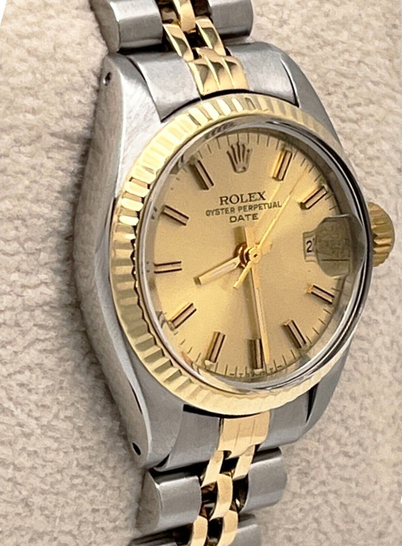 Rolex Date Ladies 6917 Champagne Dial 18K Yellow Gold Stainless Steel