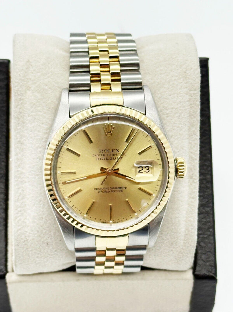 Rolex 16013 Datejust 36mm Champagne Dial 18K Yellow Gold Stainless Steel