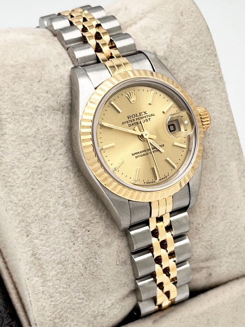 Rolex Ladies Datejust 79173 Champagne Dial 18K Yellow Gold Box Paper