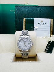 Rolex 178384 Datejust Midsize Silver Diamond Dial Bezel Steel Box Paper 31mm
