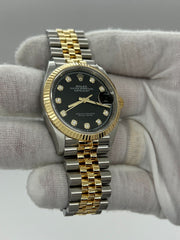 Rolex Datejust 126233 Black Diamond Dial 18K Yellow Gold Stainless Box Paper