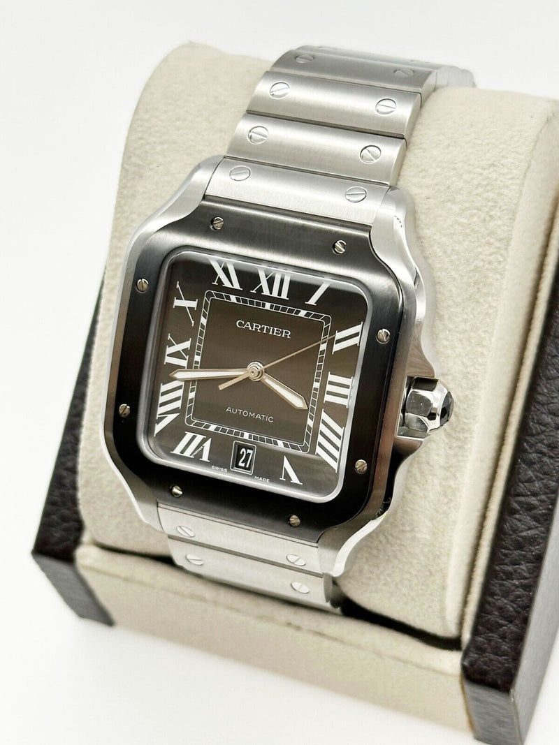 Cartier Santos Ref 4072 WSSA0037 Large Grey Dial Stainless Steel Box Paper