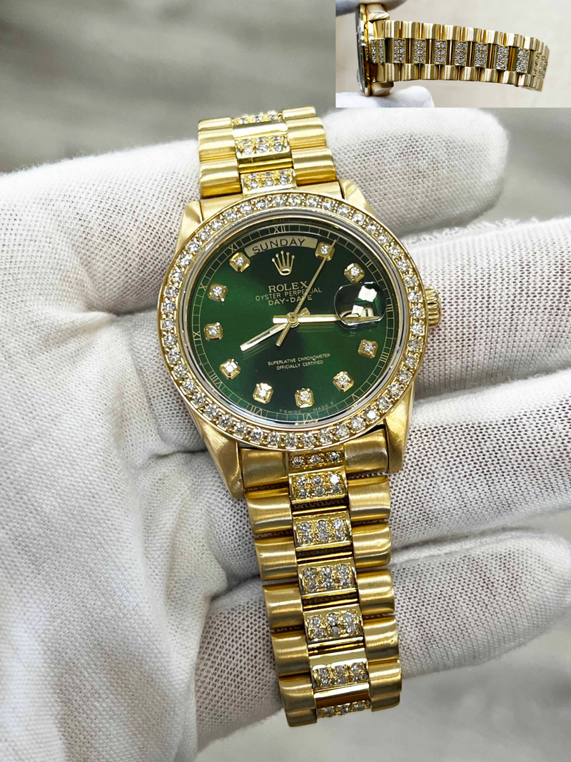 Rolex 18078 President Day Date 36mm Diamond Dial, Bezel and Band 18K Yellow Gold