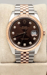 Rolex 126331 Datejust 41 Chocolate Diamond Dial 18K Rose Gold Steel Box Paper