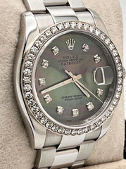 Rolex Datejust 116200 Tahitian MOP Diamond Dial Diamond Bezel Stainless Steel