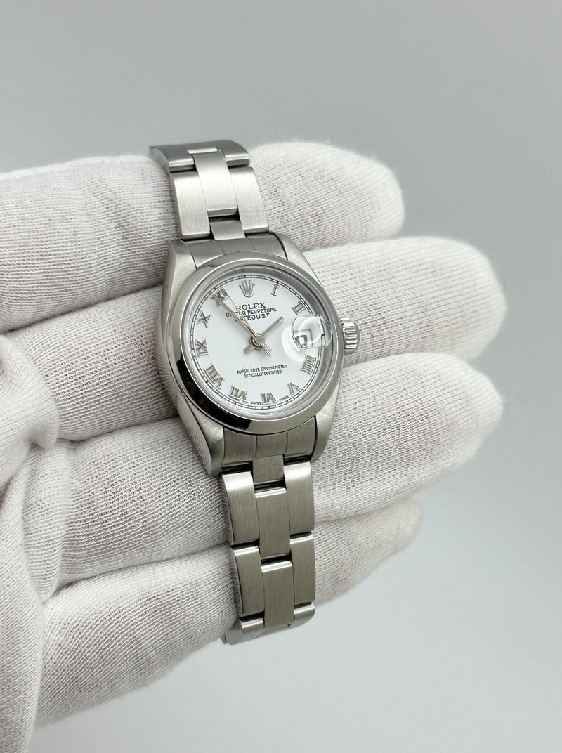 2004 Rolex Ladies Datejust 79160 White Roman Dial Stainless Steel Box