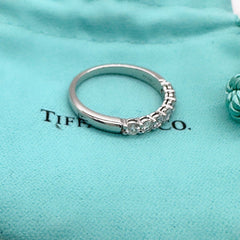 Tiffany & Co Forever Half Circle Diamonds  3 MM Platinum Band Ring Size 5.75