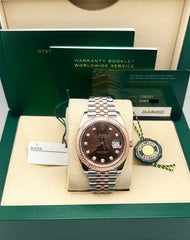 Rolex 126331 Datejust 41 Chocolate Diamond Dial 18K Rose Gold Steel Box Paper