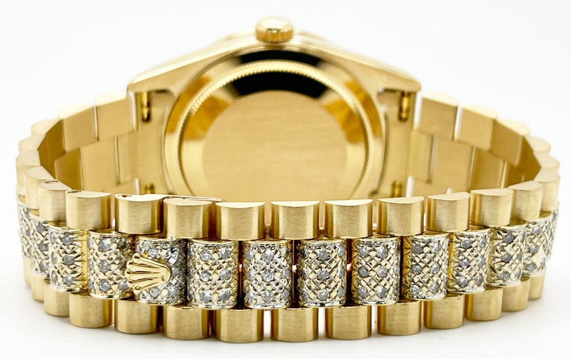 Rolex 18238 President Day Date Diamond Dial Bezel Band Lugs 18K Yellow Gold