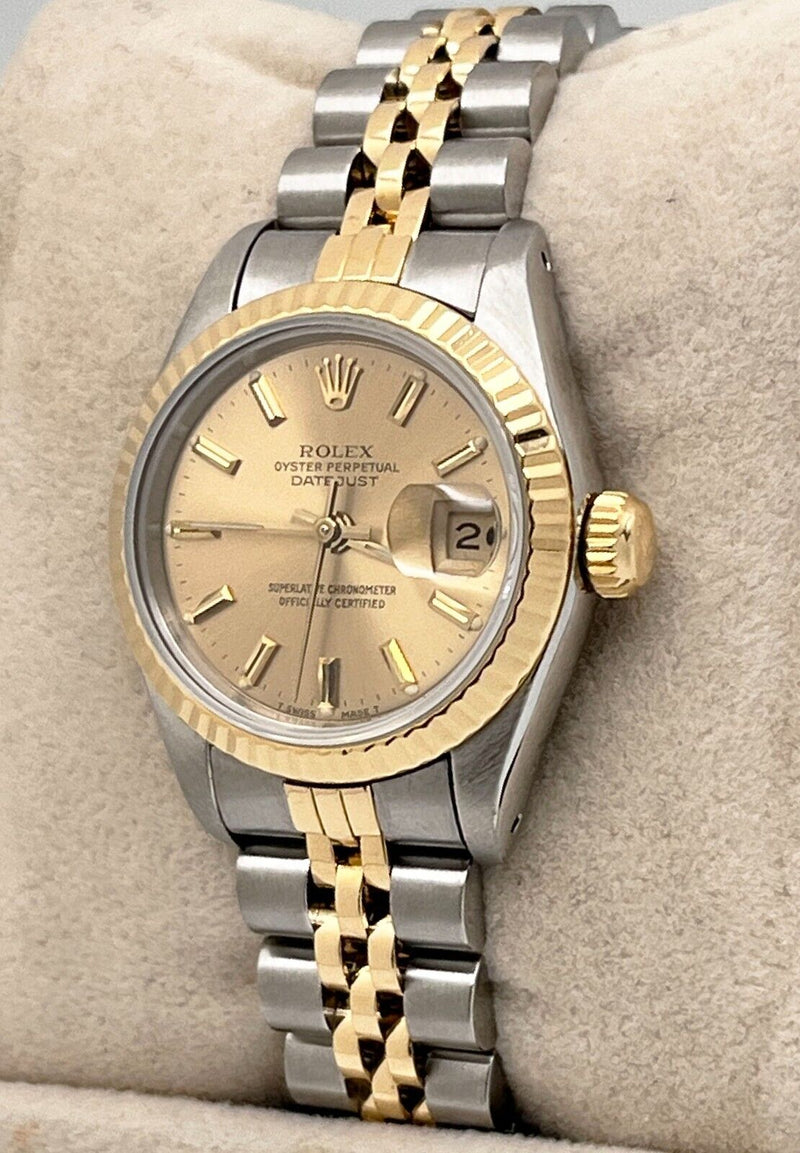 Rolex 69173 Ladies Datejust 18K Yellow Gold Stainless Steel Box Papers