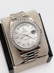 Rolex President Day Date II 218349 41mm Diamond Dial Bezel 18K White Gold 2013