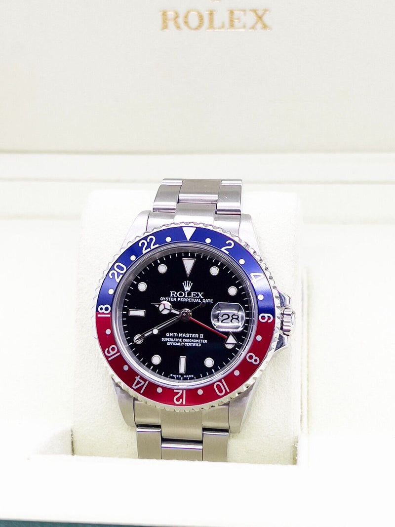 Rolex GMT Master II 16710 Pepsi Red and Blue Bezel Stainless Steel 40mm Box 2002