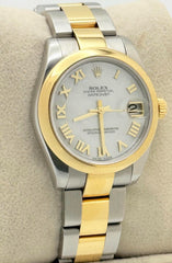 Rolex Datejust Midsize 31mm 178243 MOP Roman 18K Yellow Gold Steel Box Paper