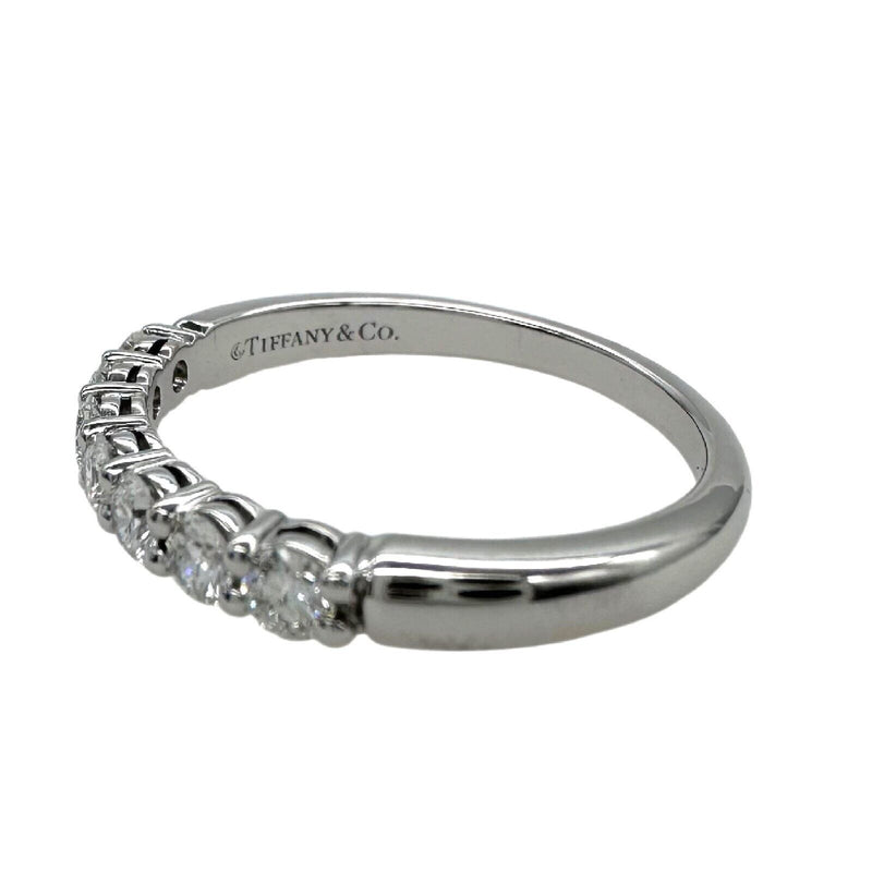 Tiffany & Co Forever Half Circle Diamonds  3 MM Platinum Band Ring Size 5.75