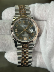 Rolex Datejust 126231 Gray VI & IX diamond Dial 18K Rose Gold Steel Box Paper