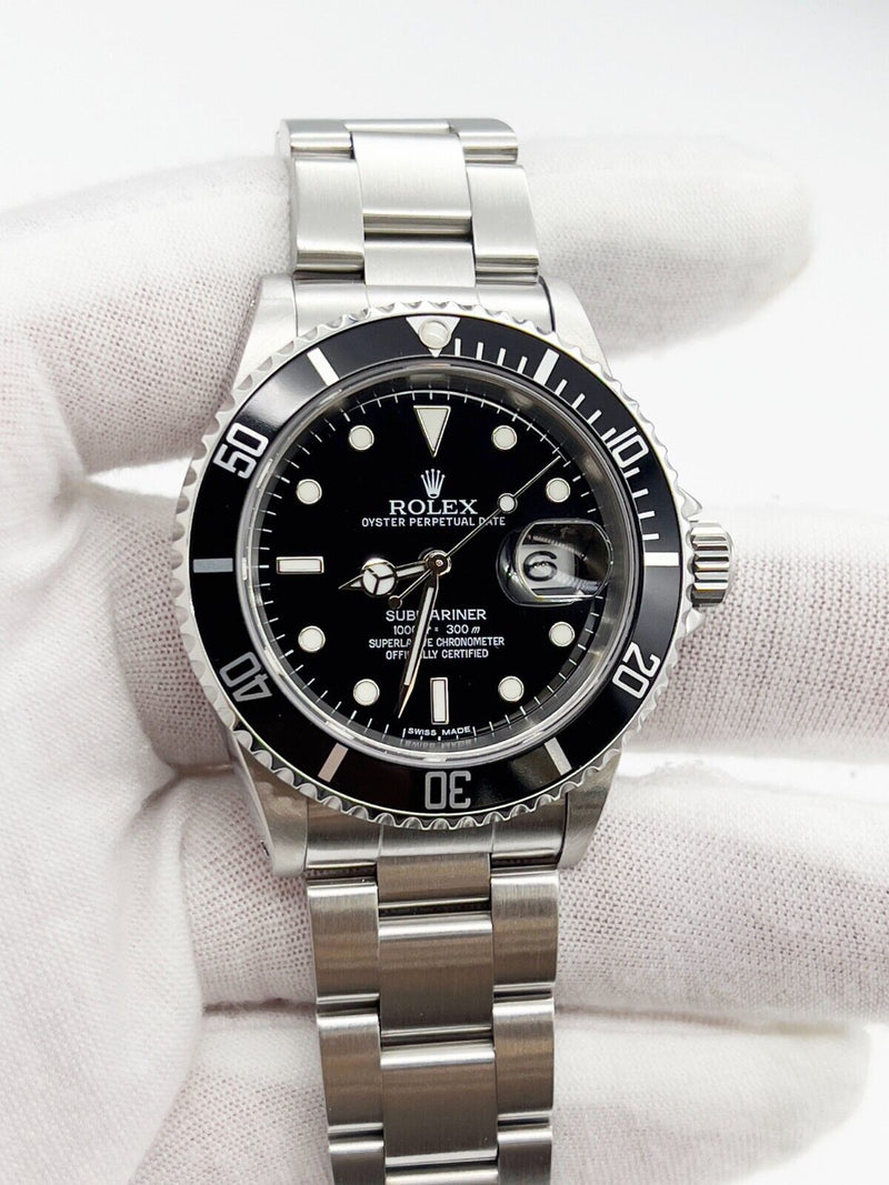 Rolex Submariner Date 16610 40mm Black Stainless Steel Box Service Card