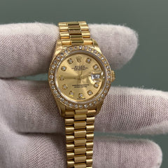 Rolex Ladies President 79178 Factory Diamond Bezel Diamond Dial 18K Yellow Gold