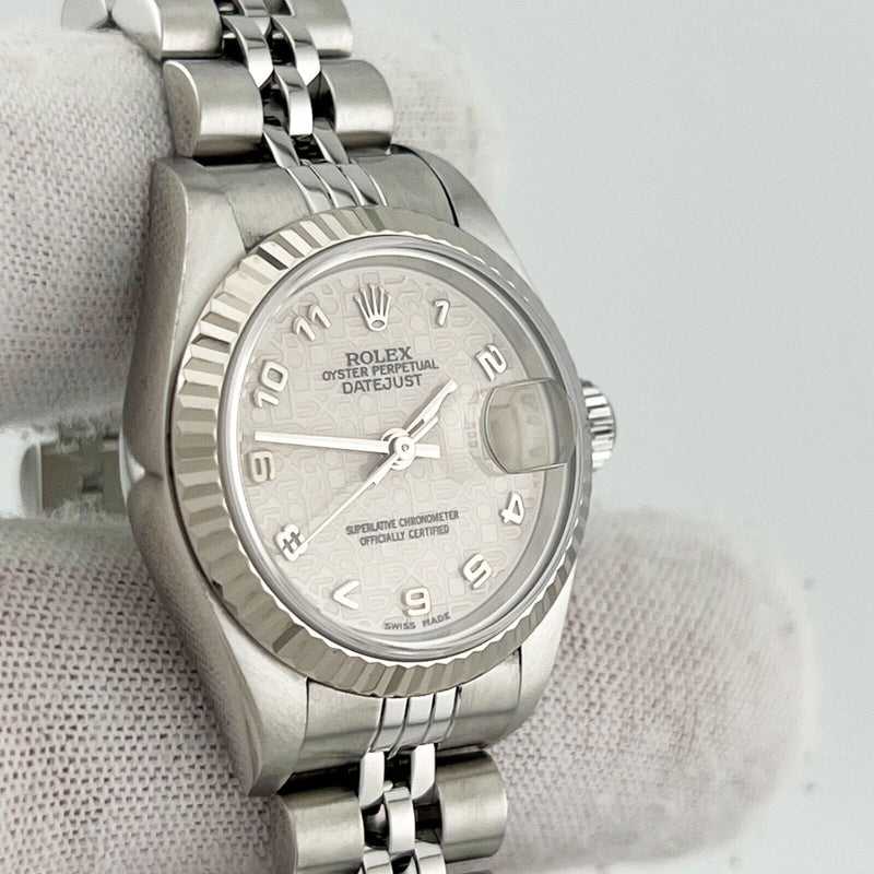 Rolex Ladies Datejust 79174 Jubilee Dial Steel 18K White Gold Bezel Box Papers