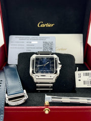 Cartier Santos Large WSSA0030 4072 Blue Dial Stainless Steel Box Paper 2022