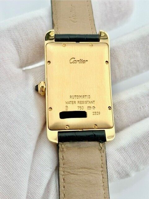 Cartier Tank Americaine Large 2329 18K Yellow Gold Leather Strap