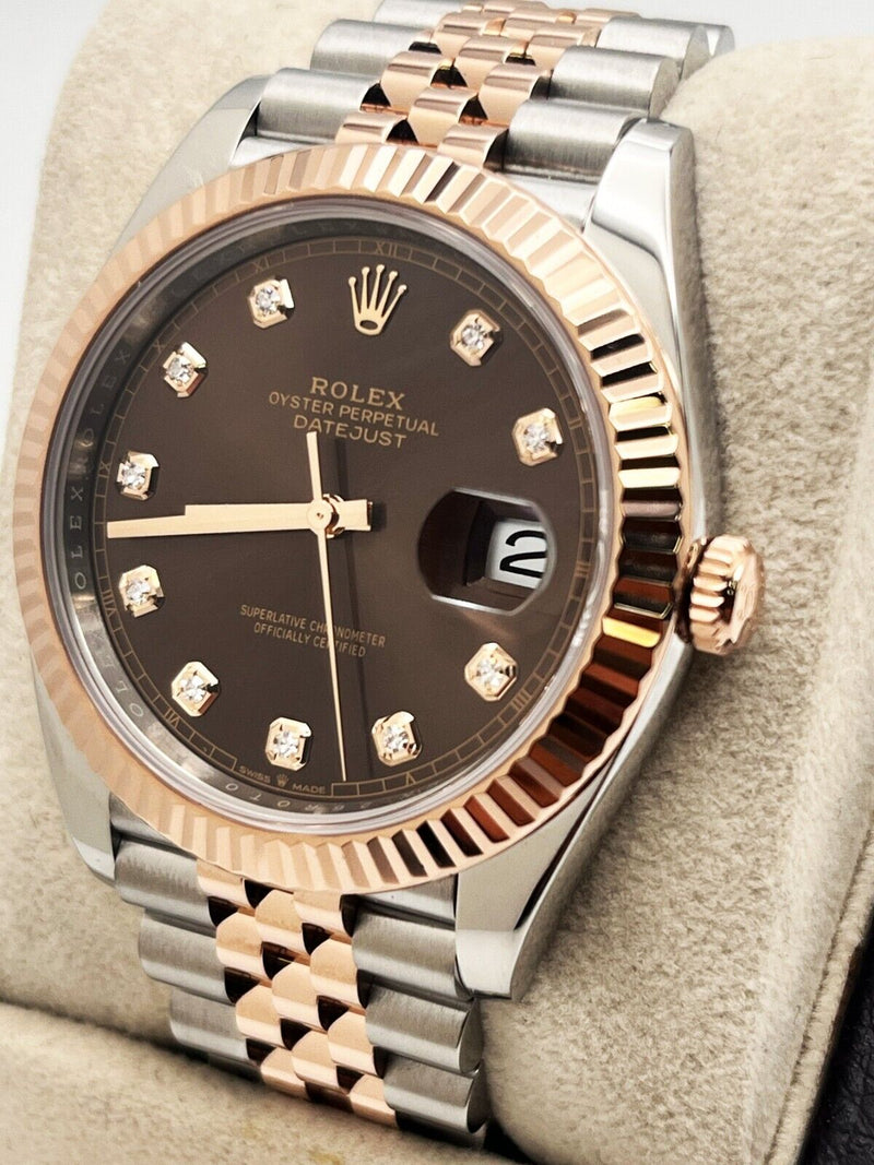 Rolex 126331 Datejust 41 Chocolate Diamond Dial 18K Rose Gold Steel Box Paper