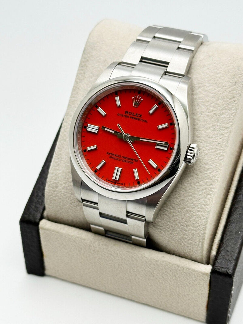 Rolex 126000 Oyster Perpetual Red Coral Dial Stainless Steel Box Paper 36mm 2022