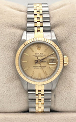 Rolex Ladies Datejust 69173 Champagne Tapestry Dial 18K Gold Stainless Steel