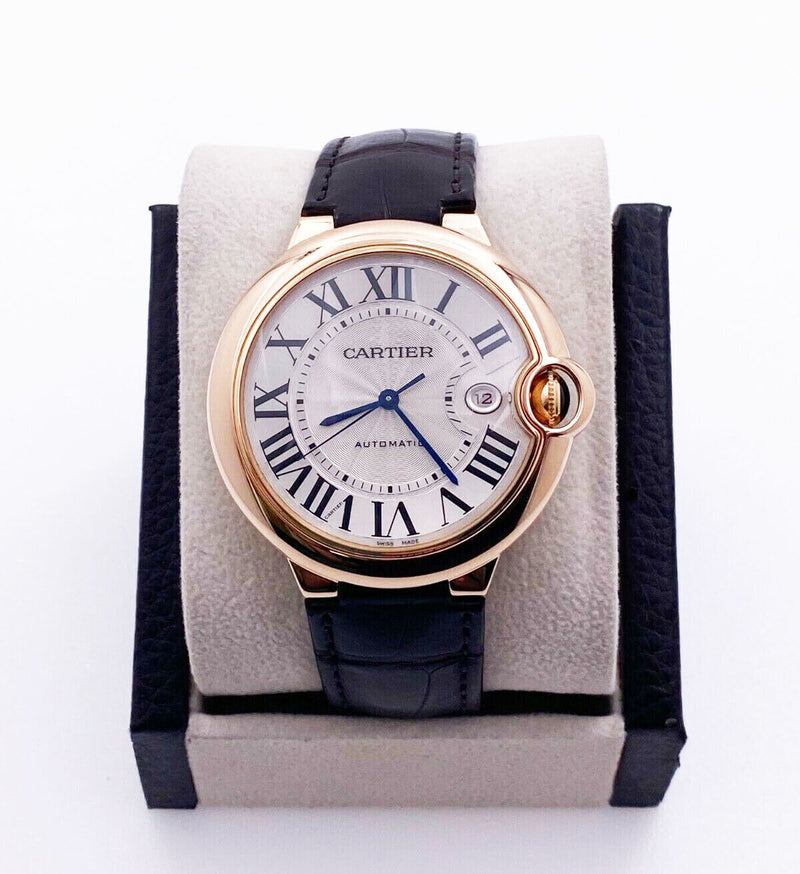 Cartier Ballon Blue 2999 WGBB0030 42mm 18K Rose Gold Leather Strap