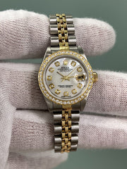 Rolex Ladies Datejust 79173 MOP Diamond Dial Bezel 18K Yellow Gold Steel 26mm