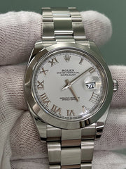 Rolex Datejust 41 White Roman Dial 126300 Stainless Steel Box Paper 2022