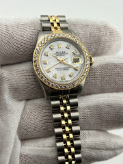 Rolex Ladies Datejust 69173 MOP Diamond Dial Bezel 18K Yellow Gold Steel 26mm