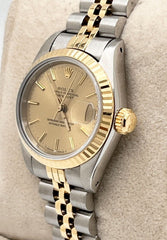 Rolex Ladies Datejust 69173 Champagne Dial 18K Yellow Gold Stainless Box Papers