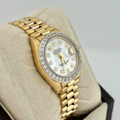 Rolex Ladies President 6917 MOP Diamond Dial Diamond Bezel 18K Yellow Gold