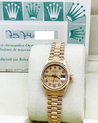 Rolex Ladies President Datejust 69278 Diamond Dial Bark Finish 18K Box Papers