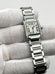 Cartier Ref 3217 W4TA0008 Tank Francaise Diamond Bezel Stainless Box Paper 2021